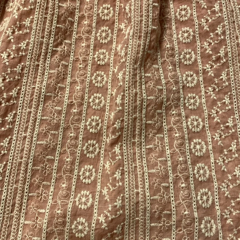 ZARA Malina Coquette Embroidered Pink White Floral Midi Dress 100% Cotton SZ S - Picture 8 of 12